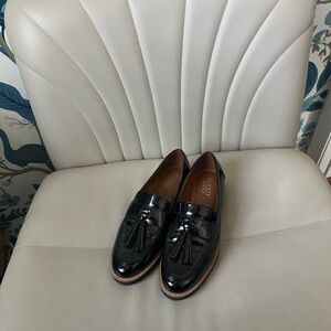 Franco Sarto Black Patent Leather Tassel Loafers